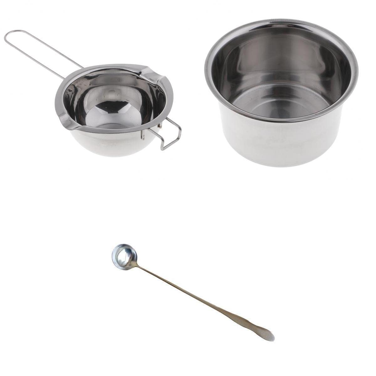 Merishopp 3 Pieces Stainless Steel Wax Melting Pot Double Boiler & Long Handle Spoon