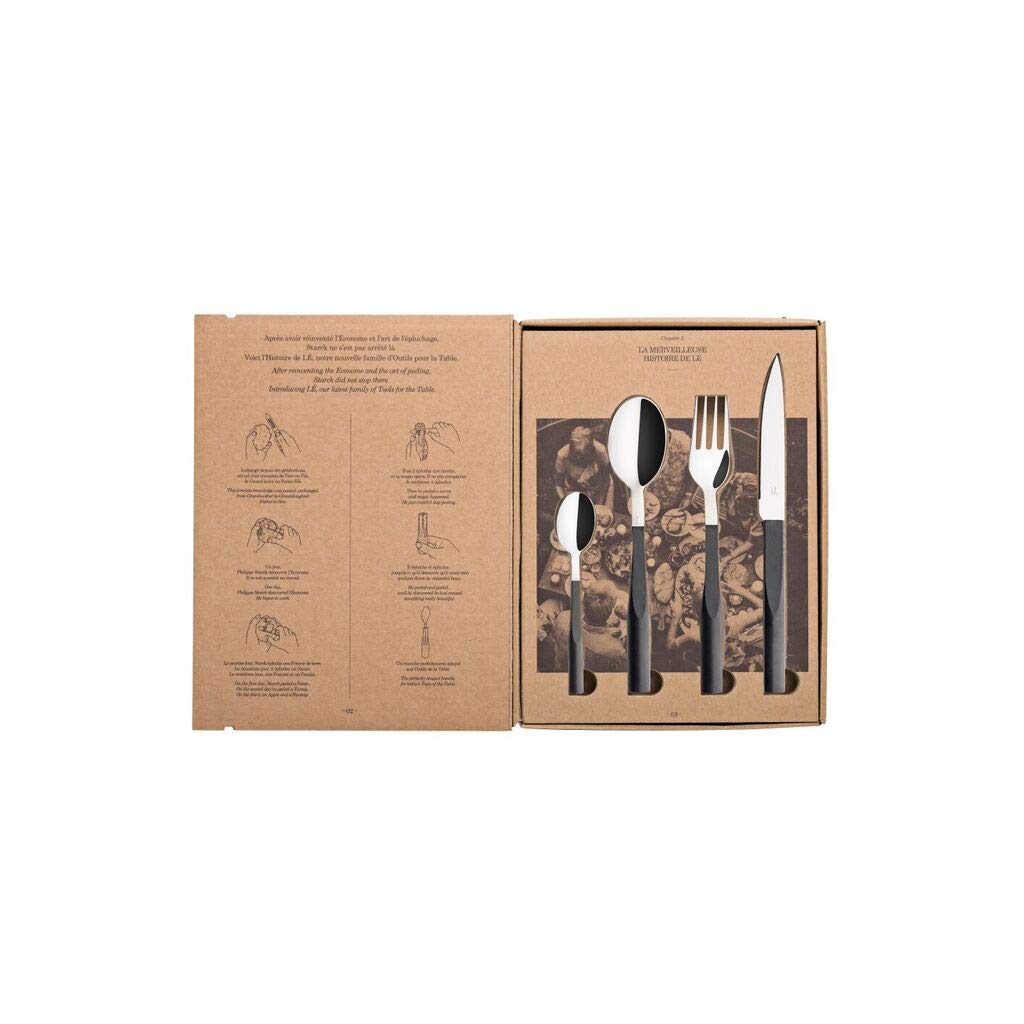 Degrenne | Luxury French Flatware Set | L'E Starck Colored Collection | 24Pcs | Black Truffle