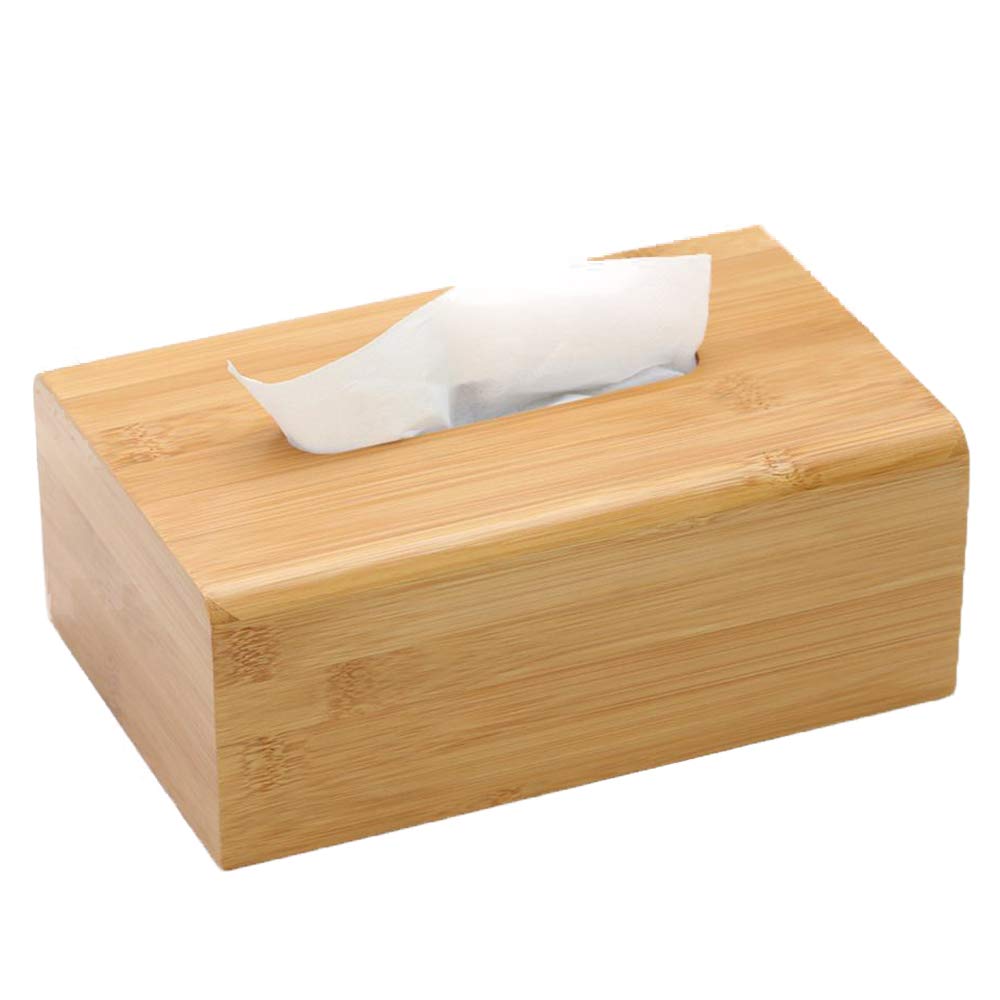 Performore Bamboo Tissue Box Cover - Water-Resistant Rectangular Wooden Facial Tissue Box - 27 X 15.5 X 11.5 Cm Wooden Tissue Bo