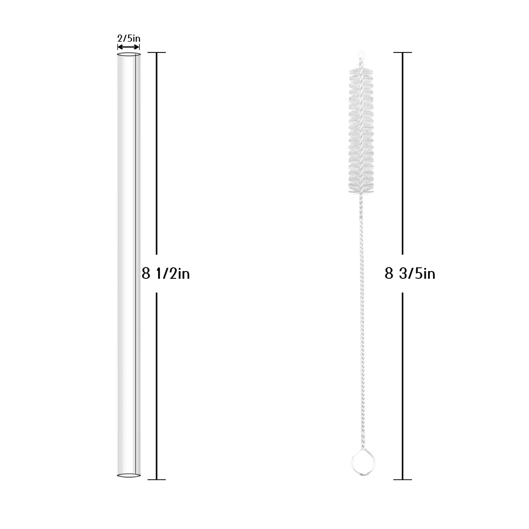 Antner 12 Pack Reusable Glass Straw, 8.5 '' X 10Mm Straight Clear Glass Drinking Straws For Hot & Cold Drinks, 2 Cleaning Brushe