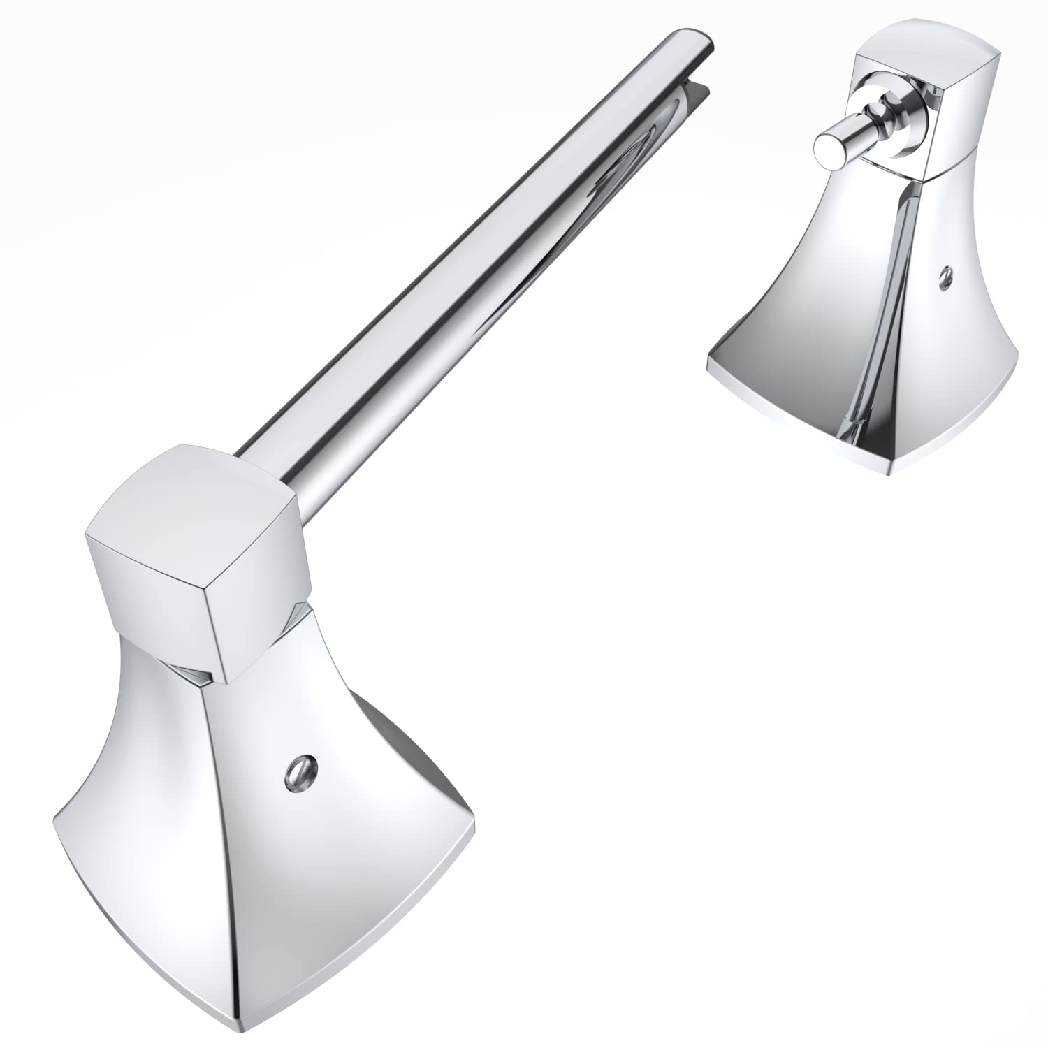 Wzrua Polished Chrome Toilet Paper Holder Bathroom Double Post Pivoting Tissue Roll Holder Stainless Steel And Zinc Alloy Wall M