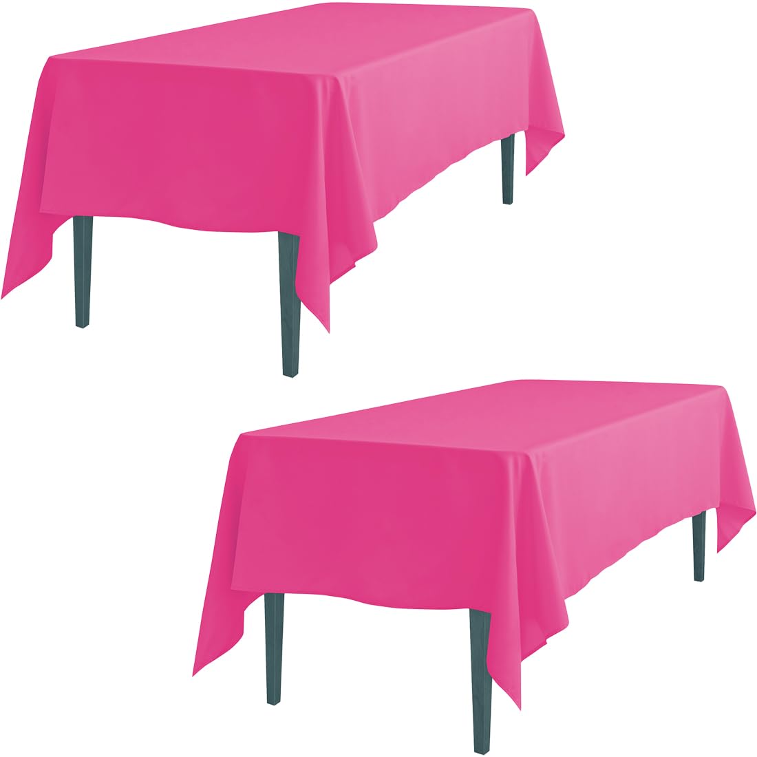 Ltc Linens 2 Pack Fuchsia Rectangular Tablecloths 60 X 102 Inches For 6 Feet Rectangle Banquet Tables With Half-Drop -Stain And