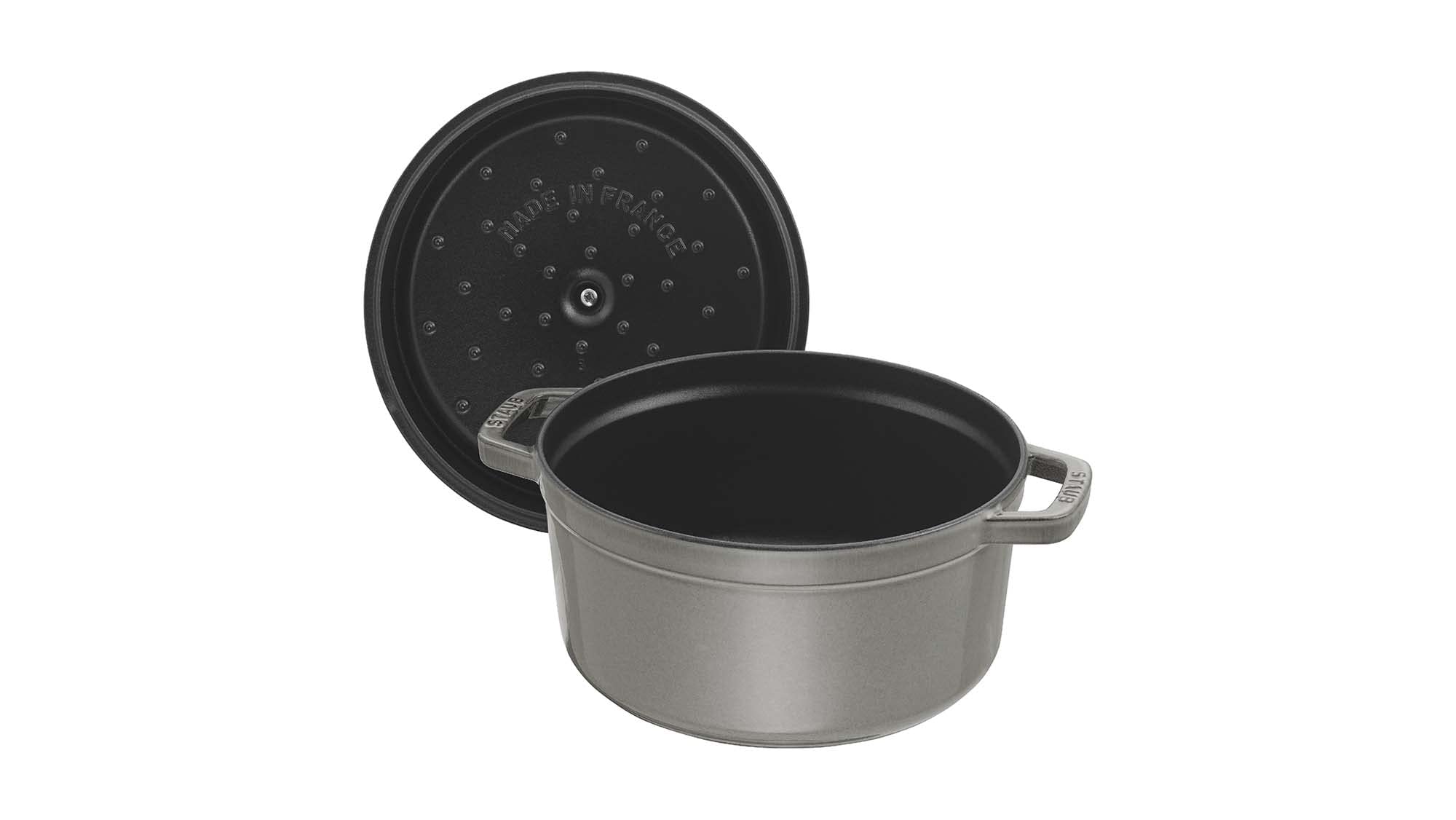 Staub Cast Iron 7-Qt Round Cocotte - Graphite Grey, Made In France