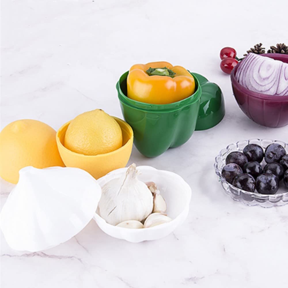 Oukeyi 5Pieces Fruit And Vegetable Storage Containers Reusable Refrigerator Box Storage Bowls Saver Holder Keeper For Green Pepp