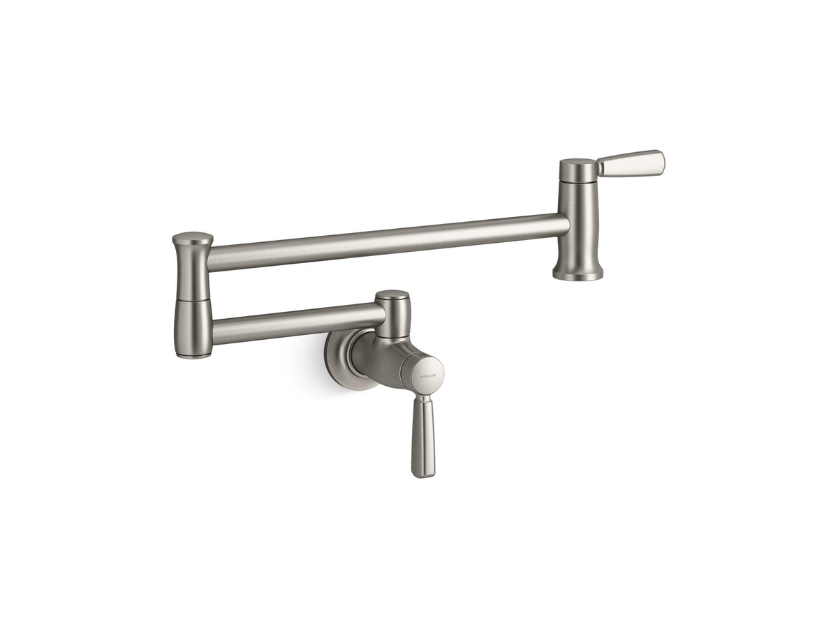Kohler K-35744-Vs Traditional Style Wall-Mount Pot Filler, Pot Filler Faucet, Kitchen Sink Pot Filler Faucets, Vibrant Stainless