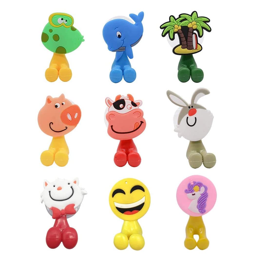 Toothbrush Holder For Kids, Cute Animal Wall Mounted Toothbrush Holder With Suction Cup (9 Pack Animal)