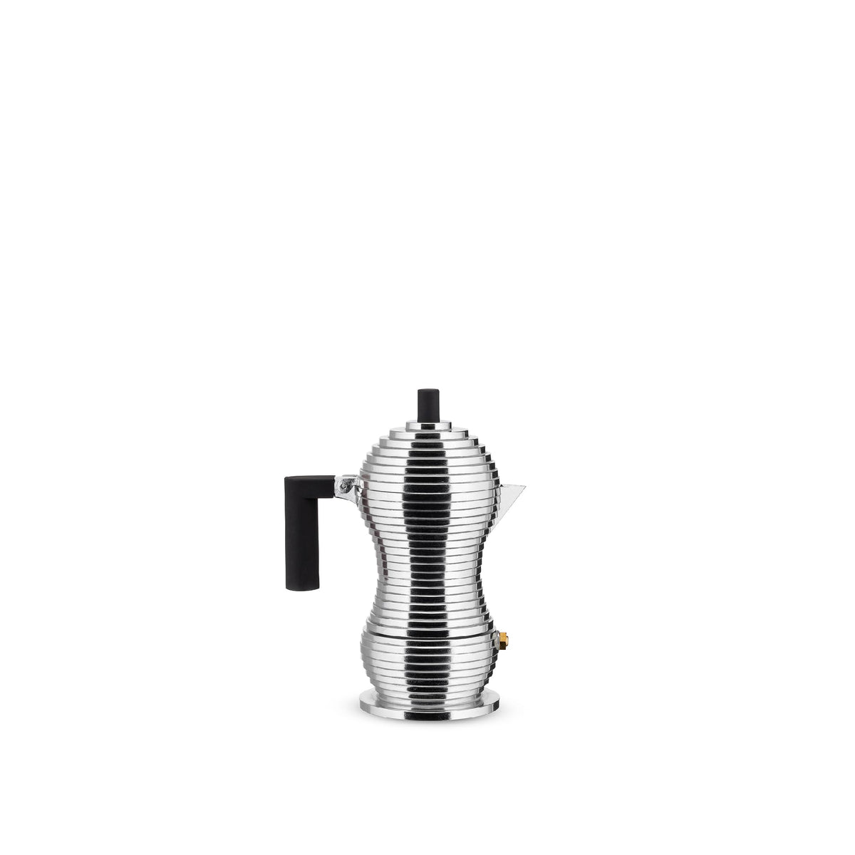 Alessi Mdl02/1 B Pulcina Stove Top Espresso 1 Cup Coffee Maker In Aluminum Casting Handle And Knob In Pa, Black