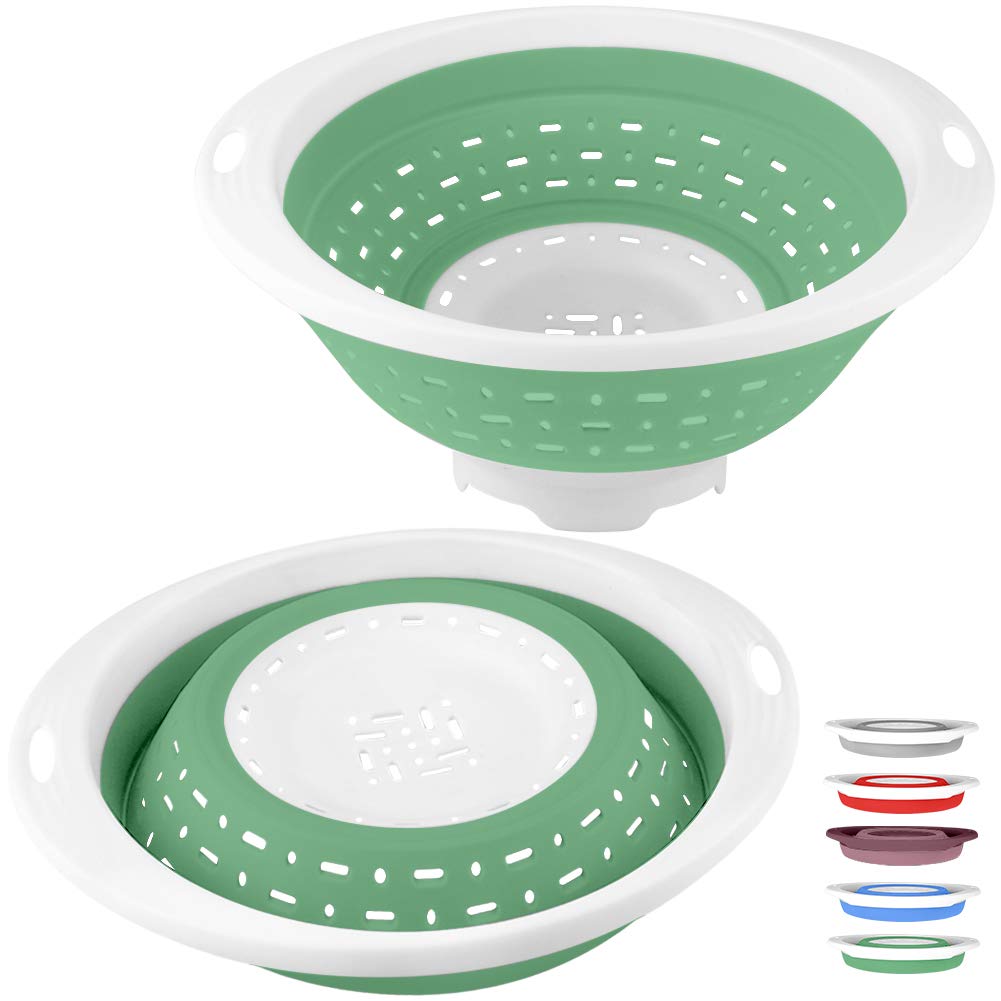 Qimh Collapsible Colander And Strainer, 5 Quart(1.25 Gal) Bpa Free & Dishwasher-Safe Silicone Foldable Strainer, Heavey Duty Kit