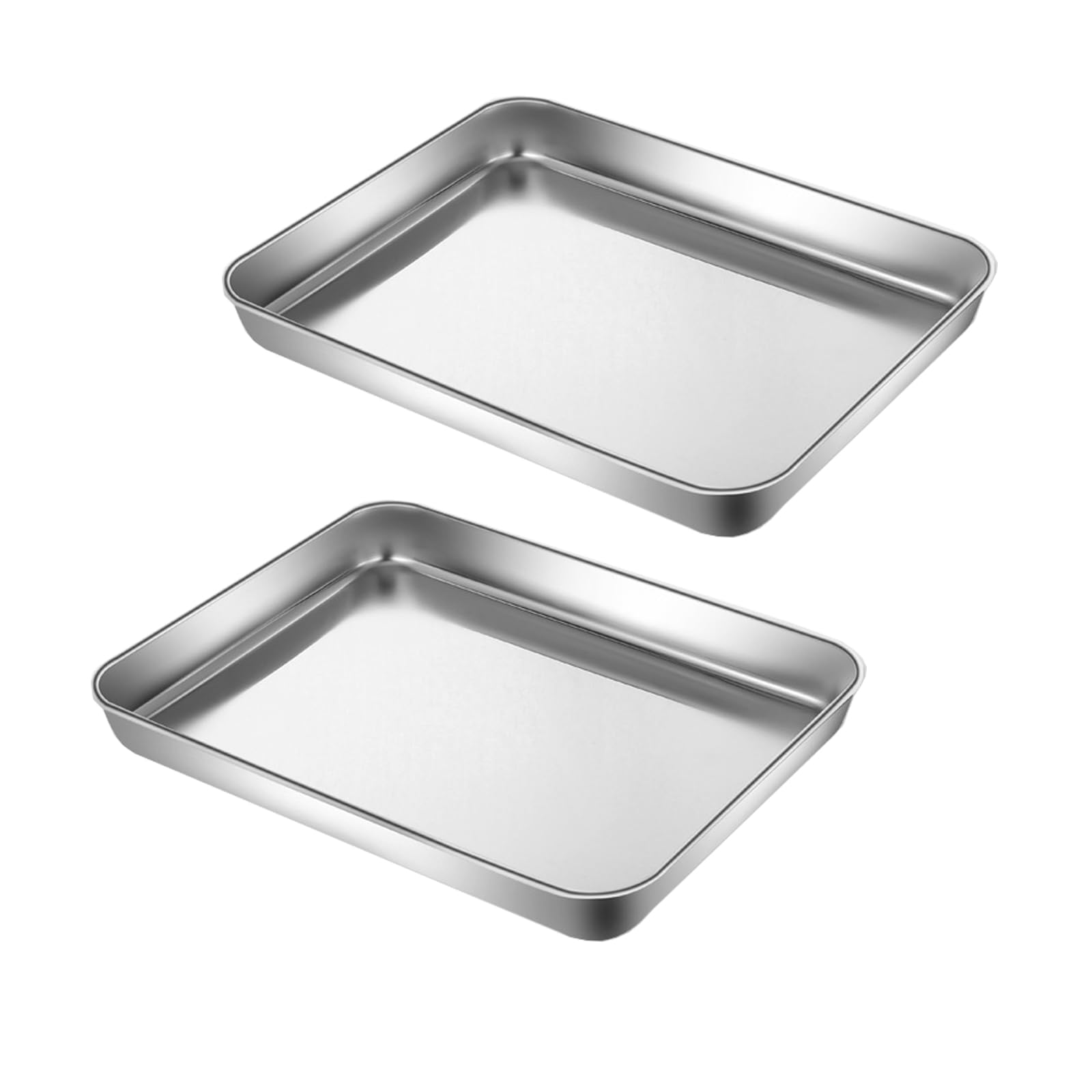 Hytk Small Cookie Baking Sheet Pans Stainless Steel 304 Little Serving Tray 10.4 X8.1 X1.1Inch (Diagonal 12.3) Reheat Food Small