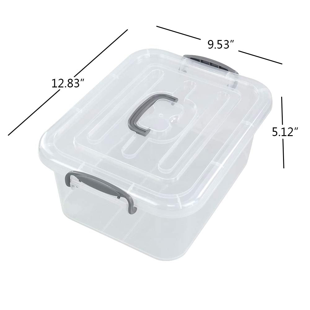 Kekow 2-Pack Clear Storage Latch Box, Plastic Containers With Lids, 8 L