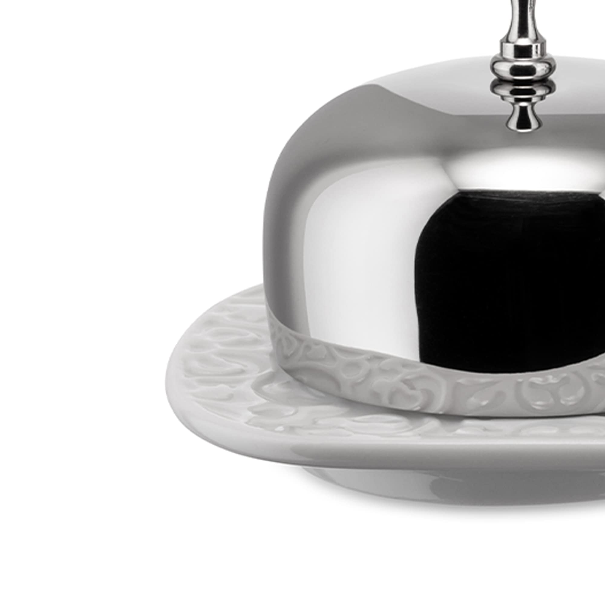 Alessi ''Dressed'' Three-Section Jam Tray In Porcelain With Lids In 18/10 Stainless Steel Mirror Polished, White