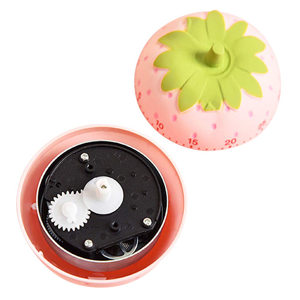 MonLiya Cute Fruit Cookie Kitchen Timer - Strawberry Mechanical Alarm, Plastic Design for Home Decor