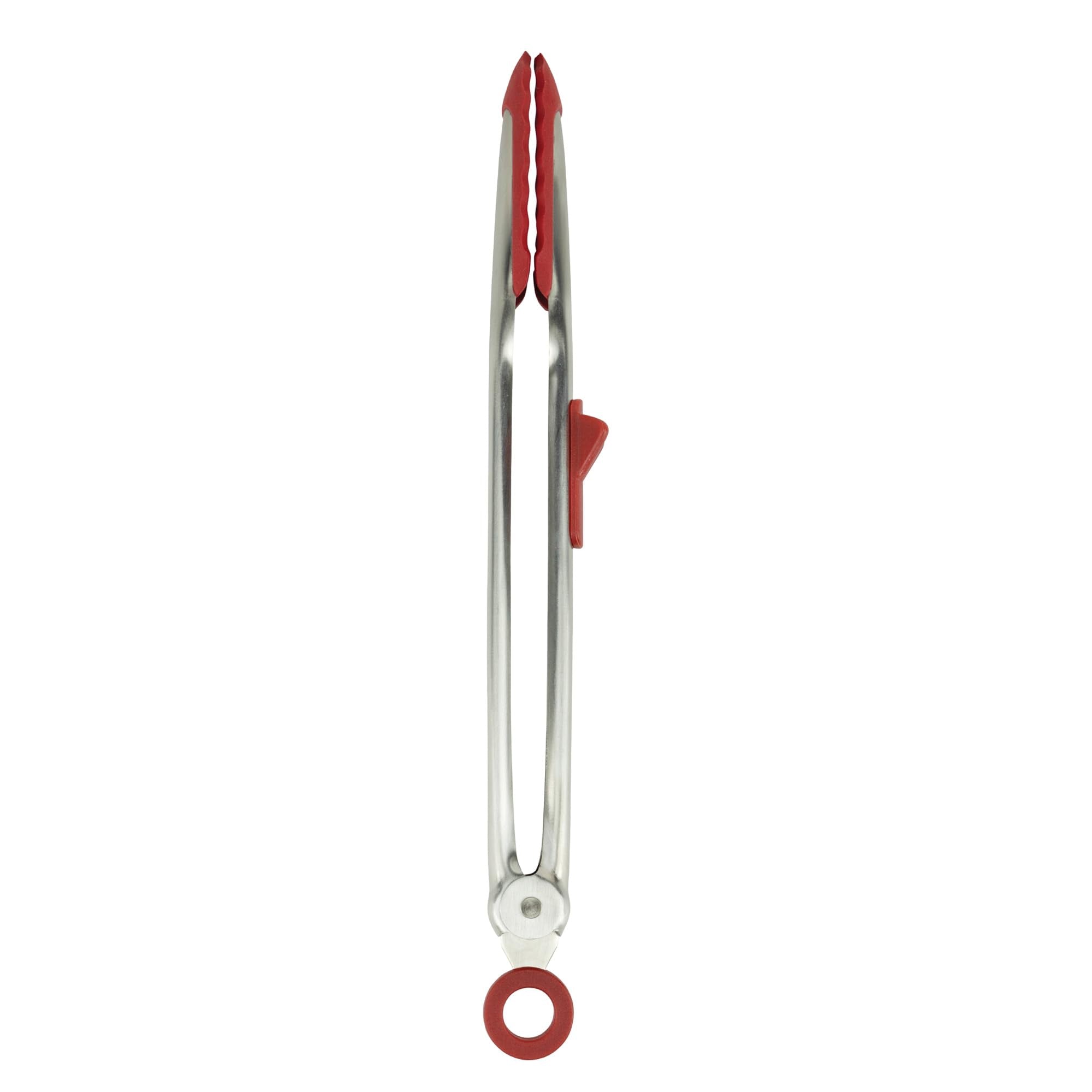Tovolo Tip Top Tongs, EasyGrip Kitchen Tongs For Cooking With Silicone Tips, Easy Locking Mechanism, Cooking Utensil With Resti