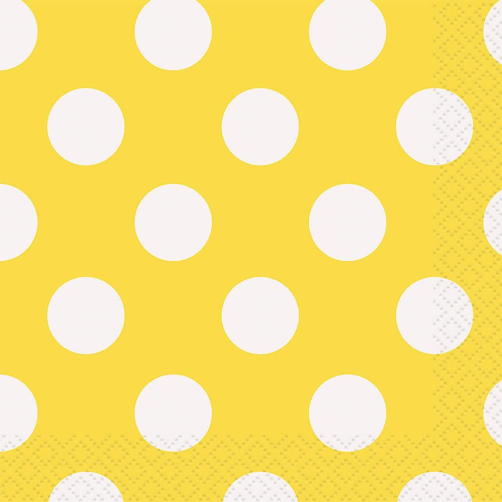 Yellow Polka Dot Beverage Napkins  16ct