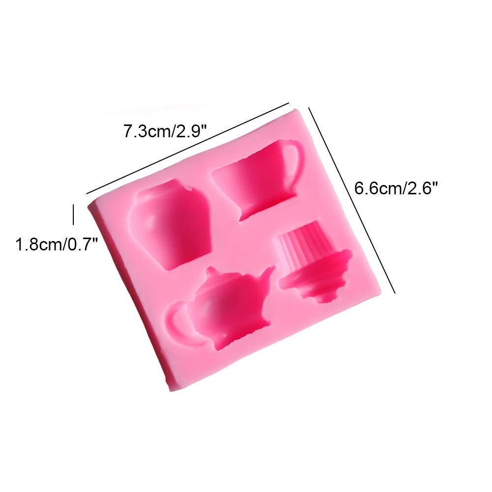 Teapot Cup Cupcake Shape Afternoon Tea Silicone Mold Sugar Chocolate Candy Fondant Cake Cupcake Toppers Decoration Tool Polymer