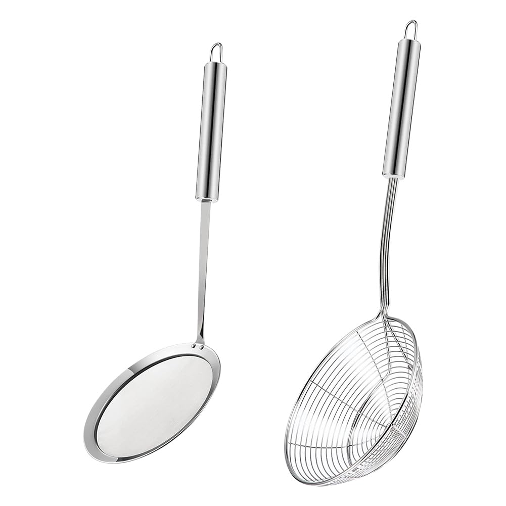 Stainless Steel Spider Strainer, 6.3'' Asian Wire Skimmer Ladle For Cooking Frying Food Pasta Spaghetti Noodle Hot Pot, Stay Coo