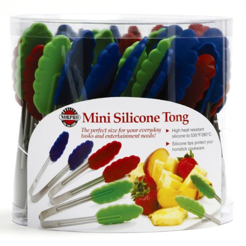 Norpro Mini Silicone & Stainless Steel Tongs (Assorted Colors)
