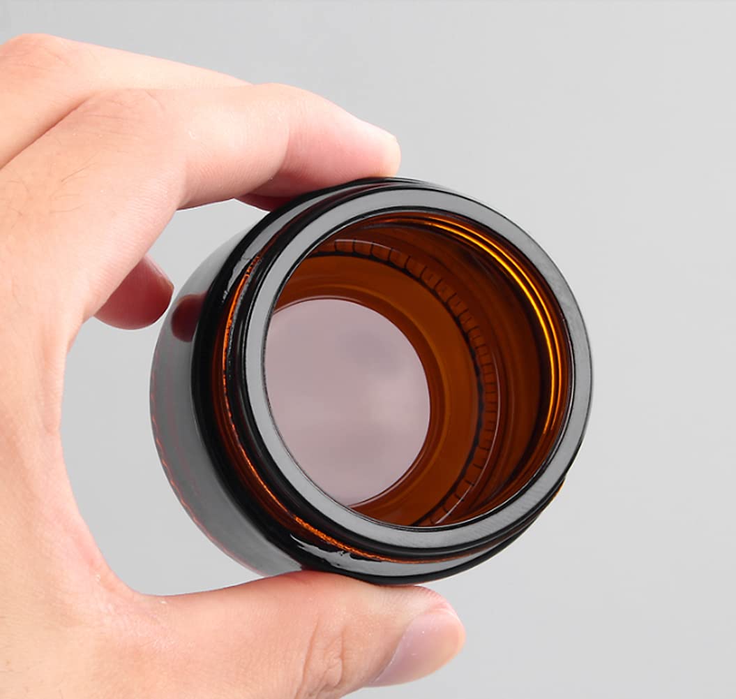 6Pcs 5Ml Amber Glass Jar Empty Refillable Cosmetic Face Cream Lip Balm Storage Jars Bottle Container Pot With Liners And Screw B