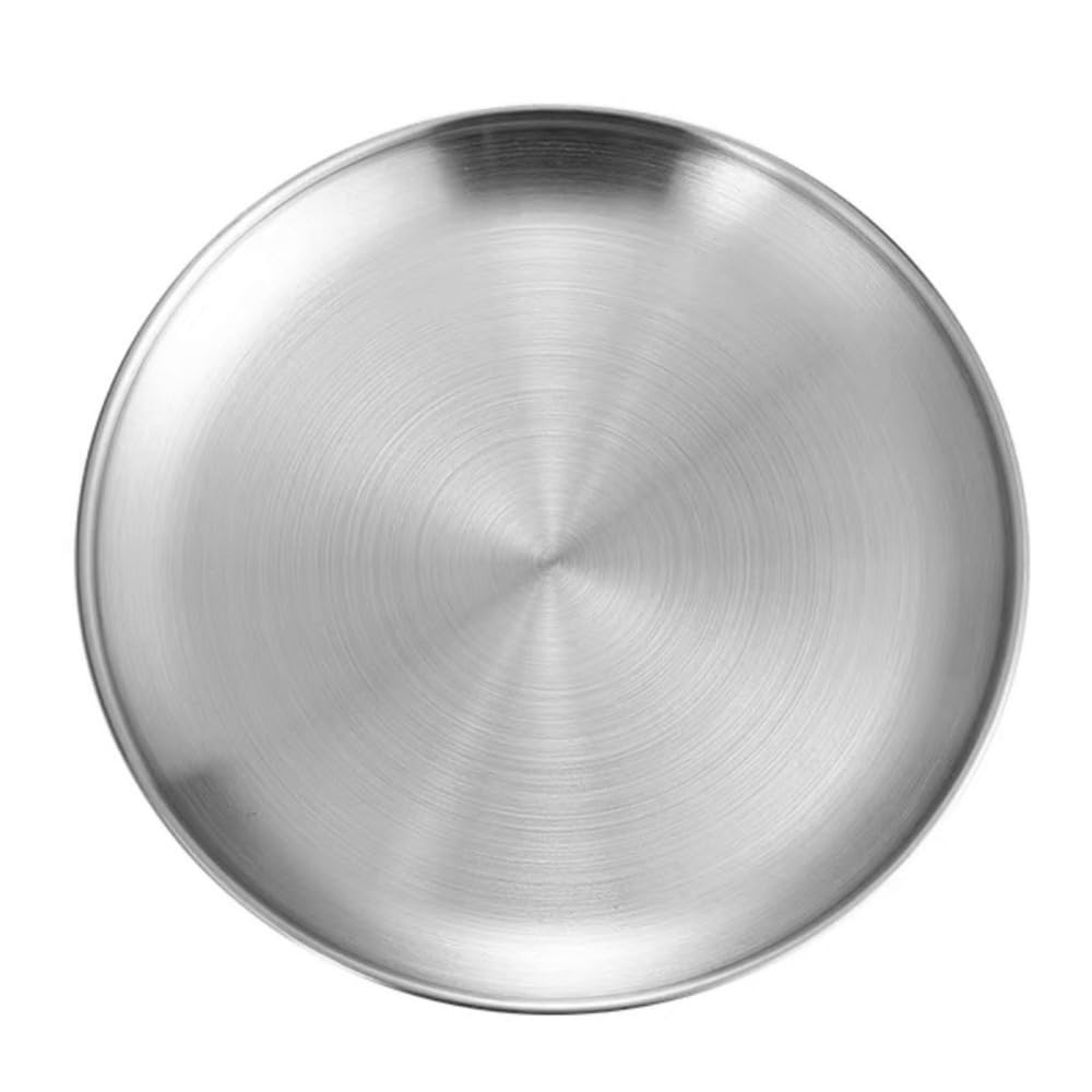 Anu Limen Stainless Steel Pizza Pan  11.8 in Round Baking Tray, Brushed Silver Baking Sheet Plate for Pizza, Cake, Dessert and 