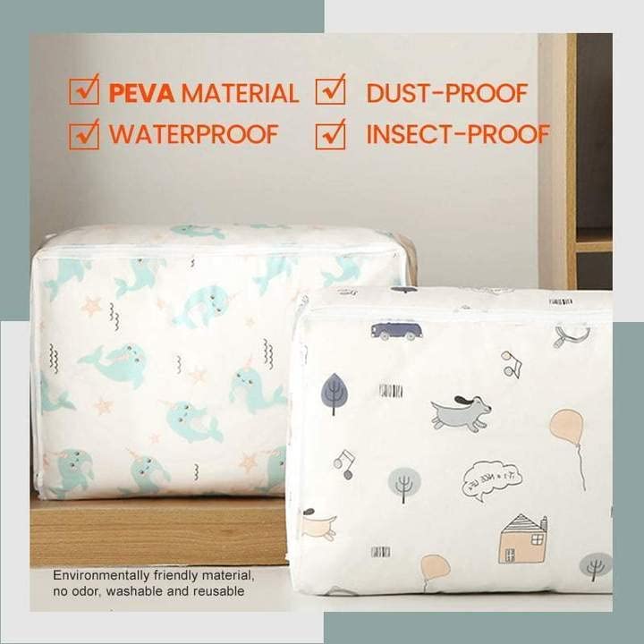 MARK AMPLE Blanket Storage Bag Under-Bed Quilt Clothes Storage Bag with Peva Material Washable Waterproof Foldable Transparent P