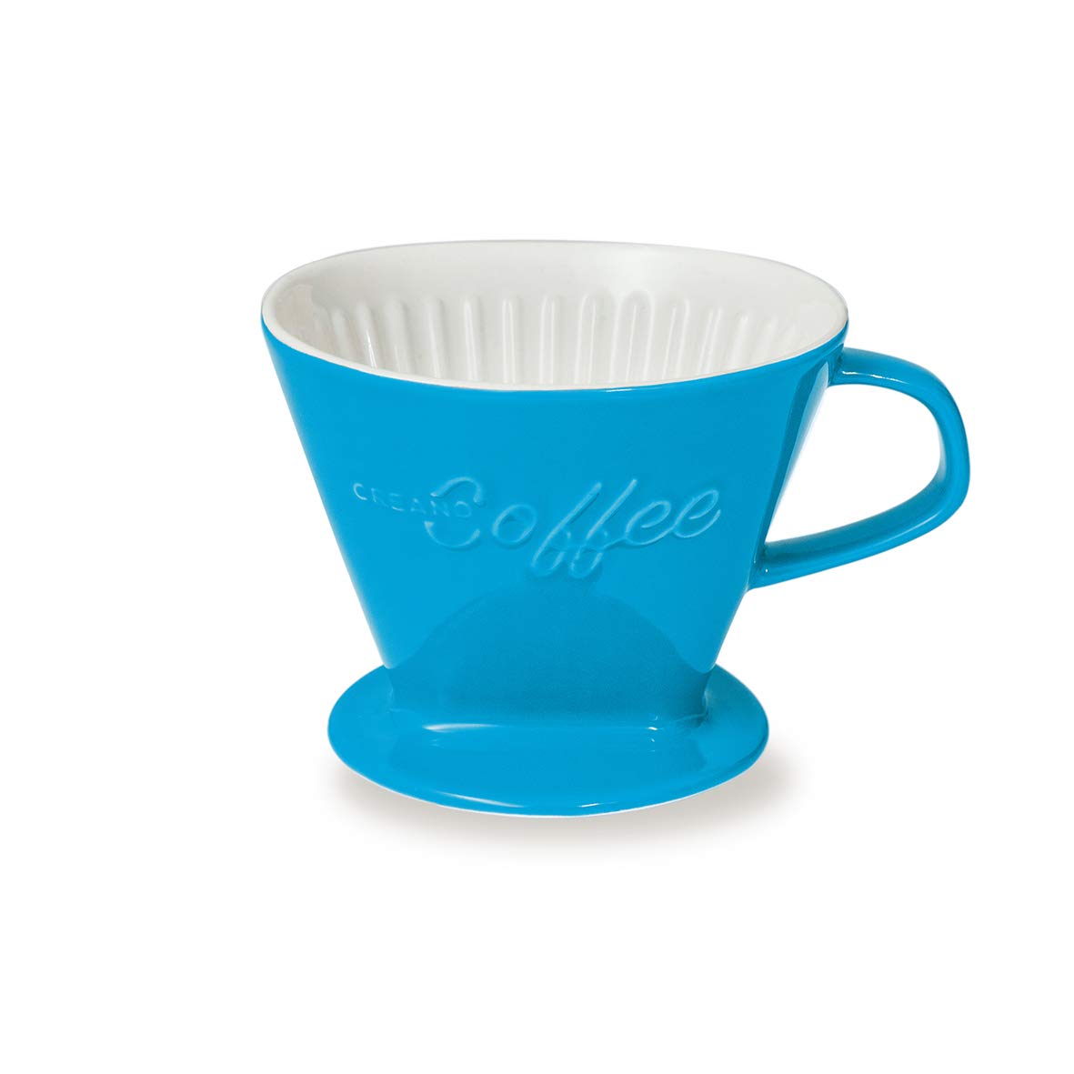 Creano Xxl Porcelain Coffee Dripper - Filter Size 4 Blue - Huge And Heavy Quality 800Gr/28Oz - 6 Colours Availeble