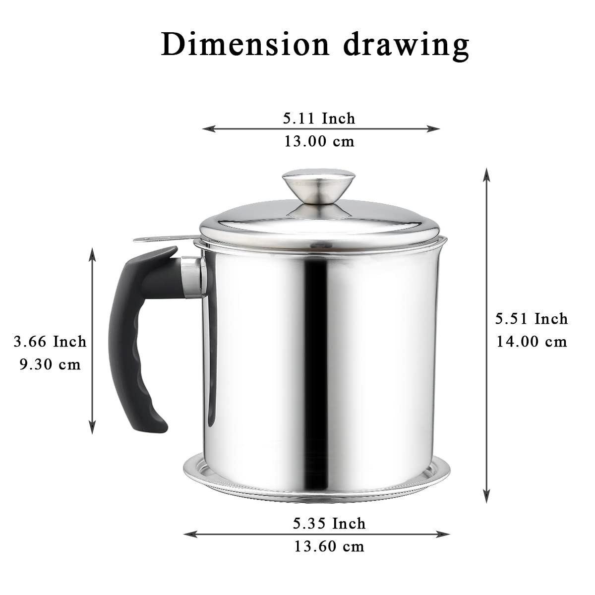 Kyraton Bacon Grease Container With Strainer  48 oz Stainless Steel Oil Container  Pot Fat Storage With Lid  Easy Grip Handle Suitable For Storing Frying Oil And Cooking Grease