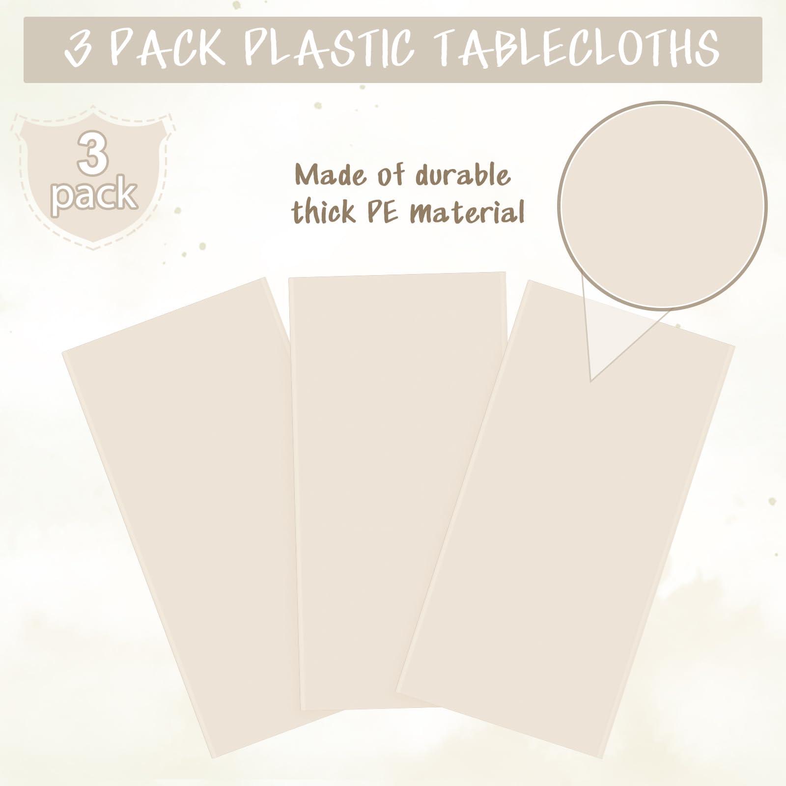 YIDAKO 6Pcs Brown Plastic Tablecloths for Rectangle Tables,Disposable Chocolate Table Cloth,Waterproof Tan Table Cover for Fall