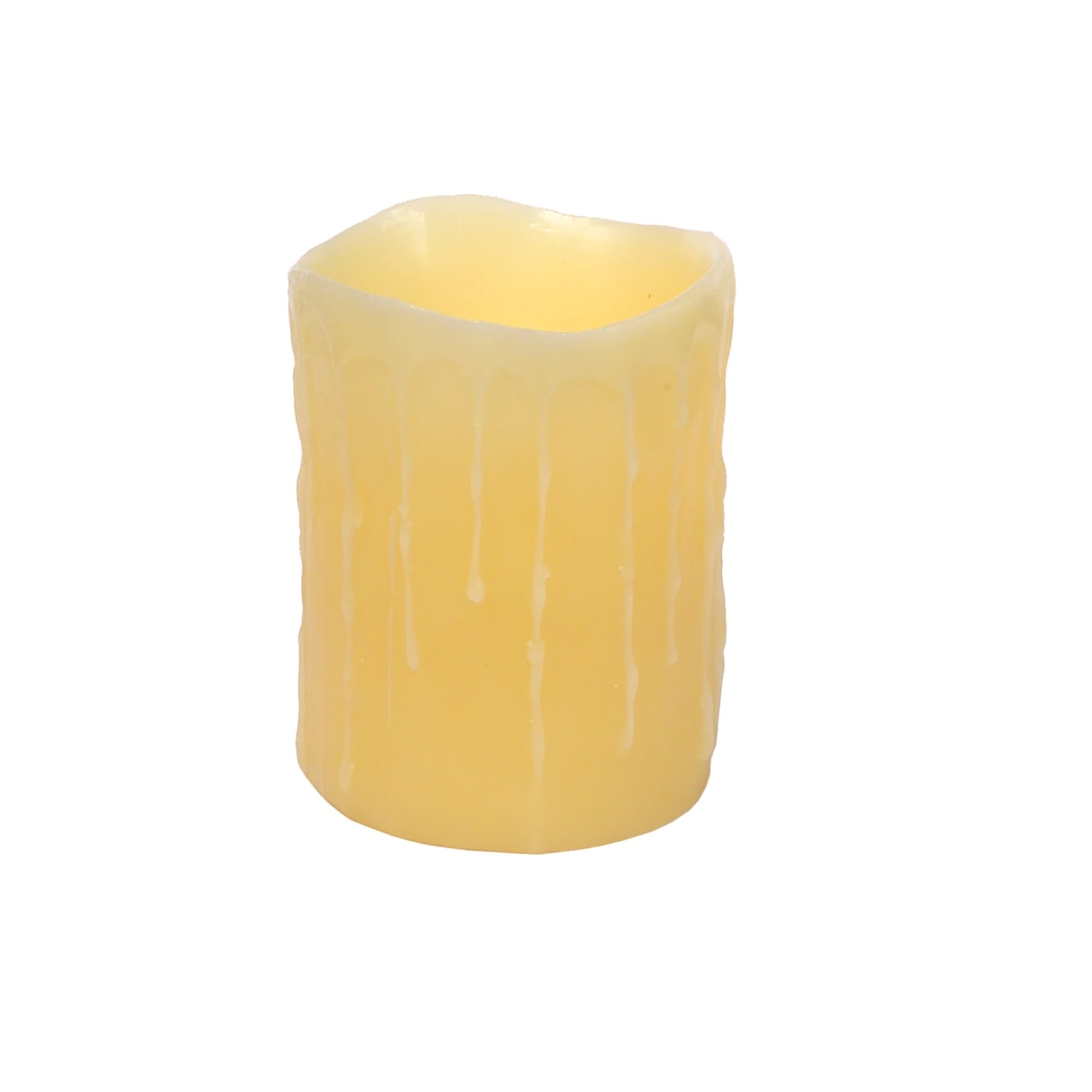 5 Yellow LED Lighted Dripping Flameless Pillar Candle
