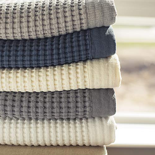 Gilden Tree Waffle Towels Quick Dry Lint Free Thin 2 Pack Bath Towel, Modern Style (Midnight Blue)
