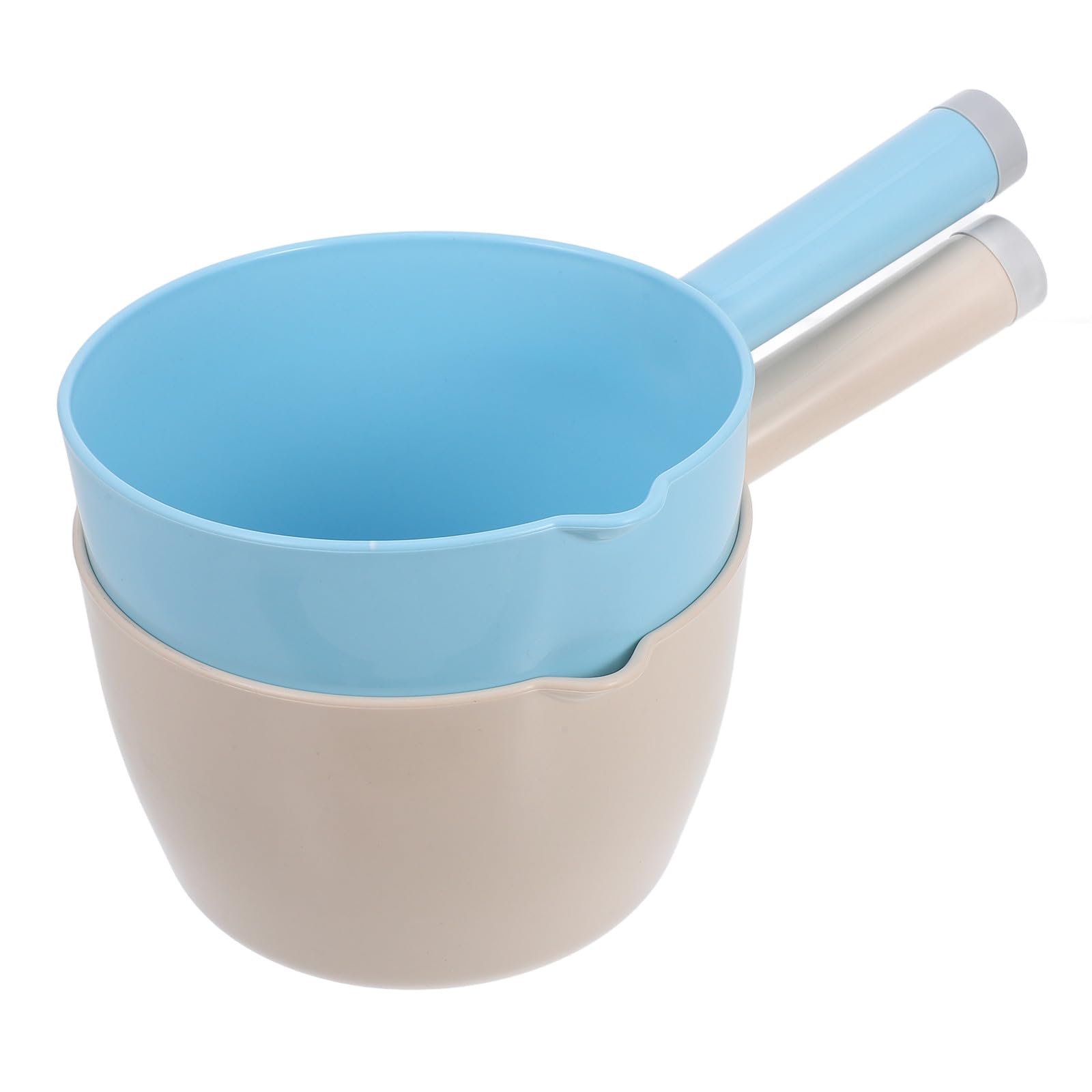 LOLIPPYY 2pcs Household Water Ladle Set Plastic Water Scoop Kitchen Cooking Spoon Blue Small + Beige Multifunctional Holder for