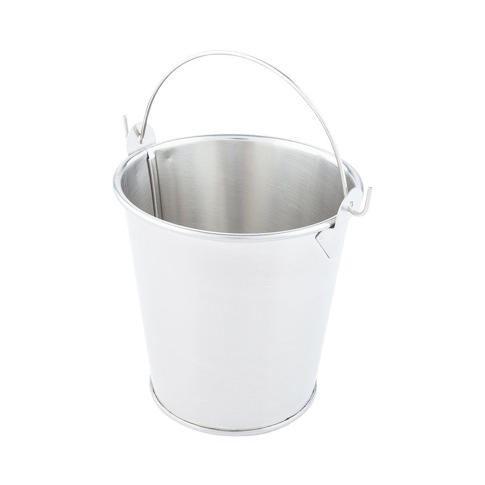 Restaurantware 12 Ounce Metal Bucket 1 Round Silver Pail - With Handle Food Safe Silver Stainless Steel Mini Bucket With Handles