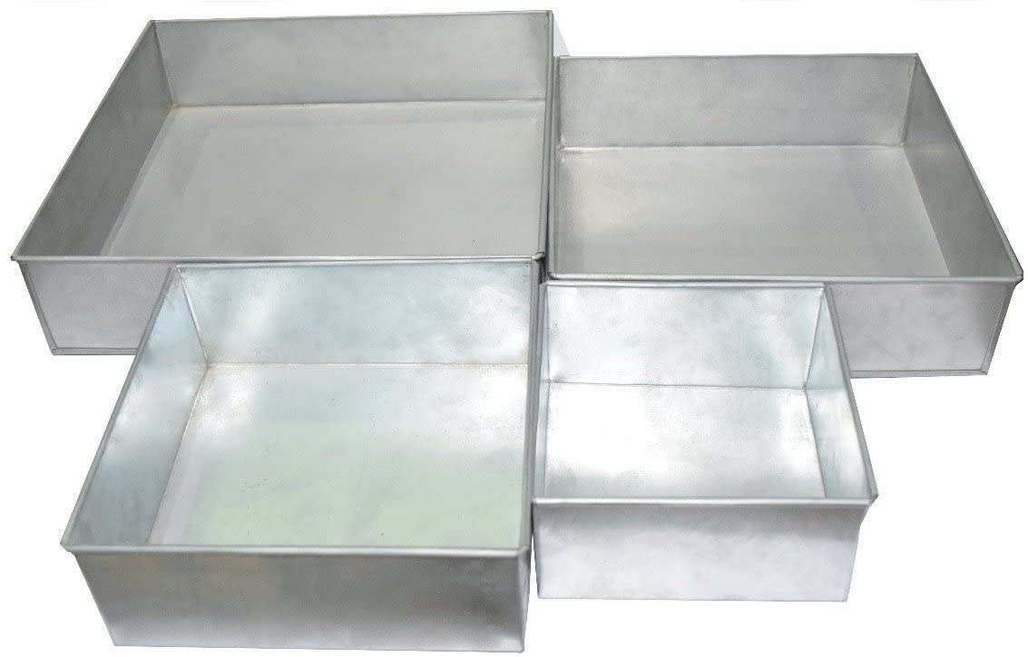 4 Tier Square Multilayer Birthday Wedding Cake Tins - 6'',8'',10'',12'' In (3'' Deep)