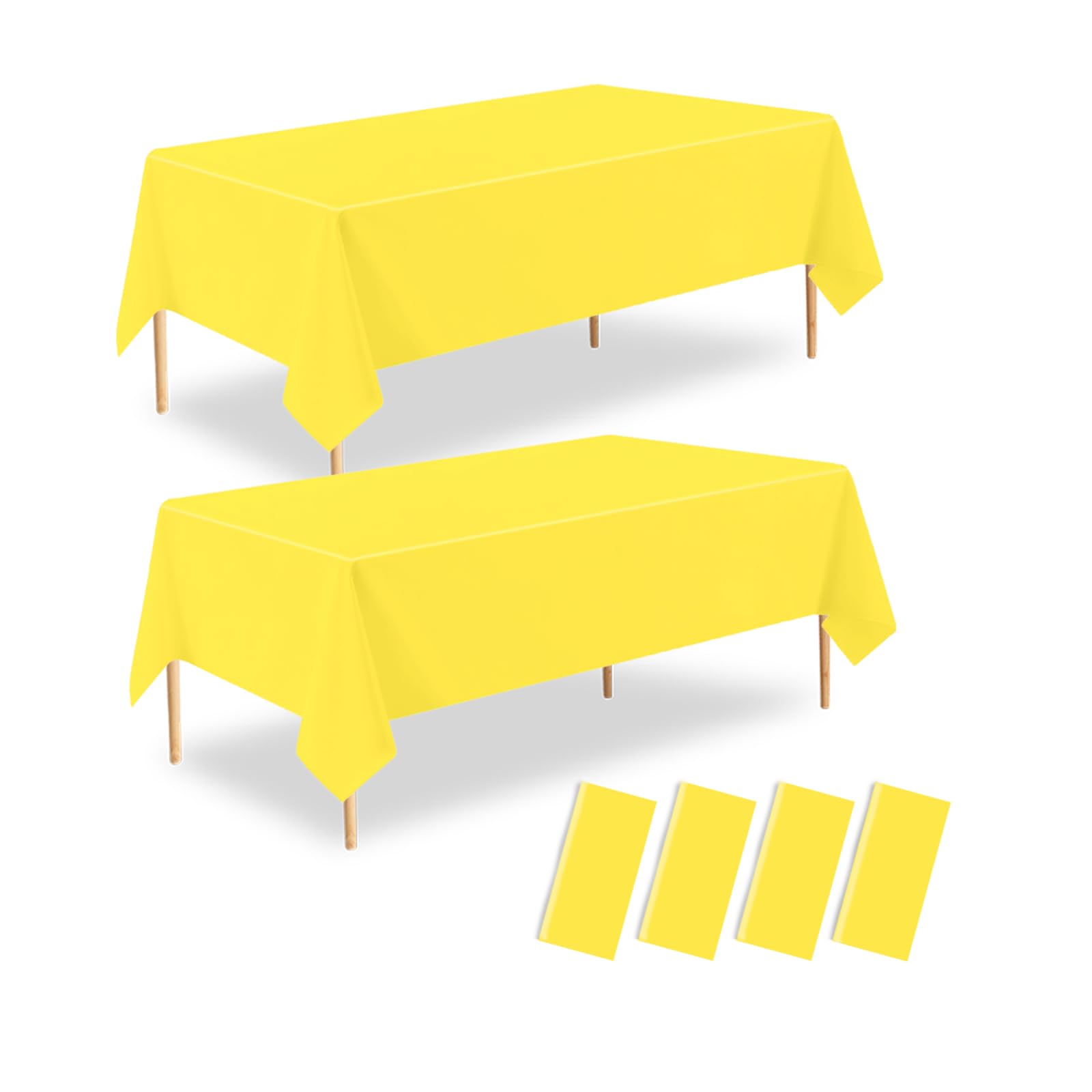 ZHIAXTON 4 Pack Yellow Plastic Table Cloths,54 X 108 Inch Disposable Rectangle Table Cover for Birthday Party,Wedding,Anniversar
