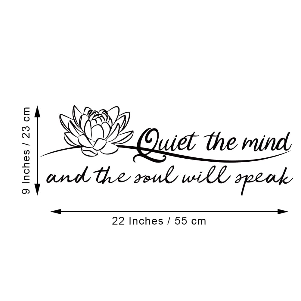 Quiet The Mind And The Soul Will Speak Lotus - Pure Black Vinyl Wall Decal Without Transparent Edge Art Letters Meditation Quote