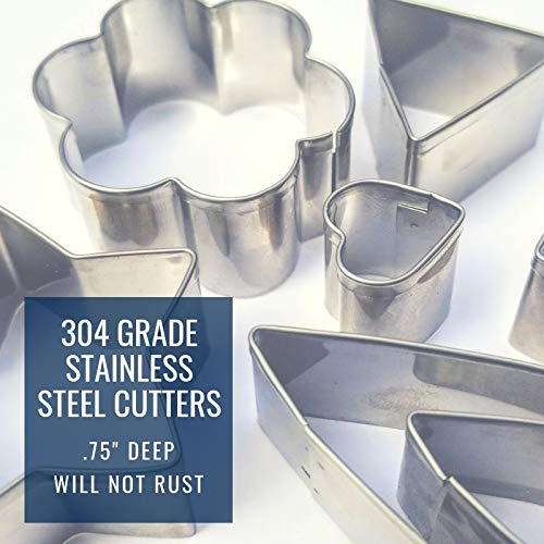 Ultra Cuisine Mini Cookie Cutter Shapes Set - 24 Small Molds To Cut Out Pastry Dough Pie Crust & Fruit - 304 Durable Stainless S