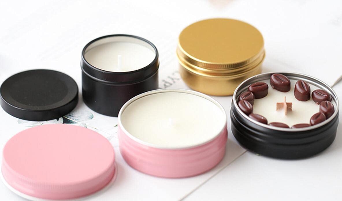 1/2-Ounce Metal Tins Screw Top Flat Aluminum Black Slide Round Tin Containers For Lip Balm Crafts Cosmetic Candles Travel Storag