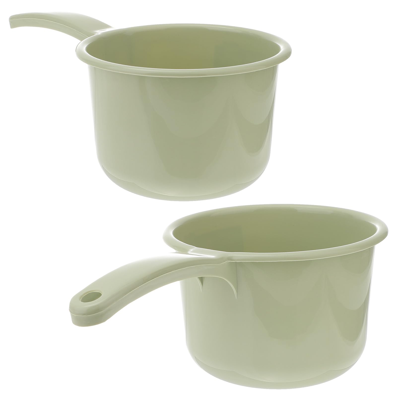 OSOLADY 2pcs Multifunctional Water Ladles with Long Ergonomic Handles for Kitchen and Shower Use Thick Plastic Scoops in Light 
