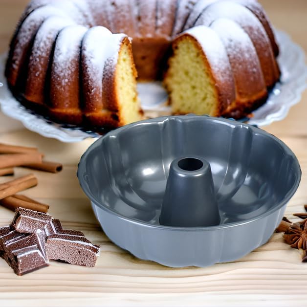 BNYD 10-Inch Nonstick Bundt Cake Pan - Heavy Duty Carbon Steel, Fluted Tube Design, Dishwasher & Oven Safe, Black