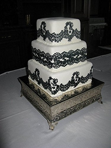 Designer Stencils C373 Alencon Lace Bottom Tier Cake Stencil, Beige/Semi-Transparent