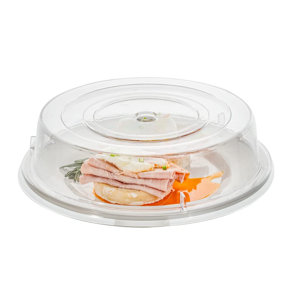 Restaurantware Cater Tek 11 Inch Polycarbonate Plate Covers 10 Shatterproof Dish Covers - Dishwashable For 11 Inch Plates Clear