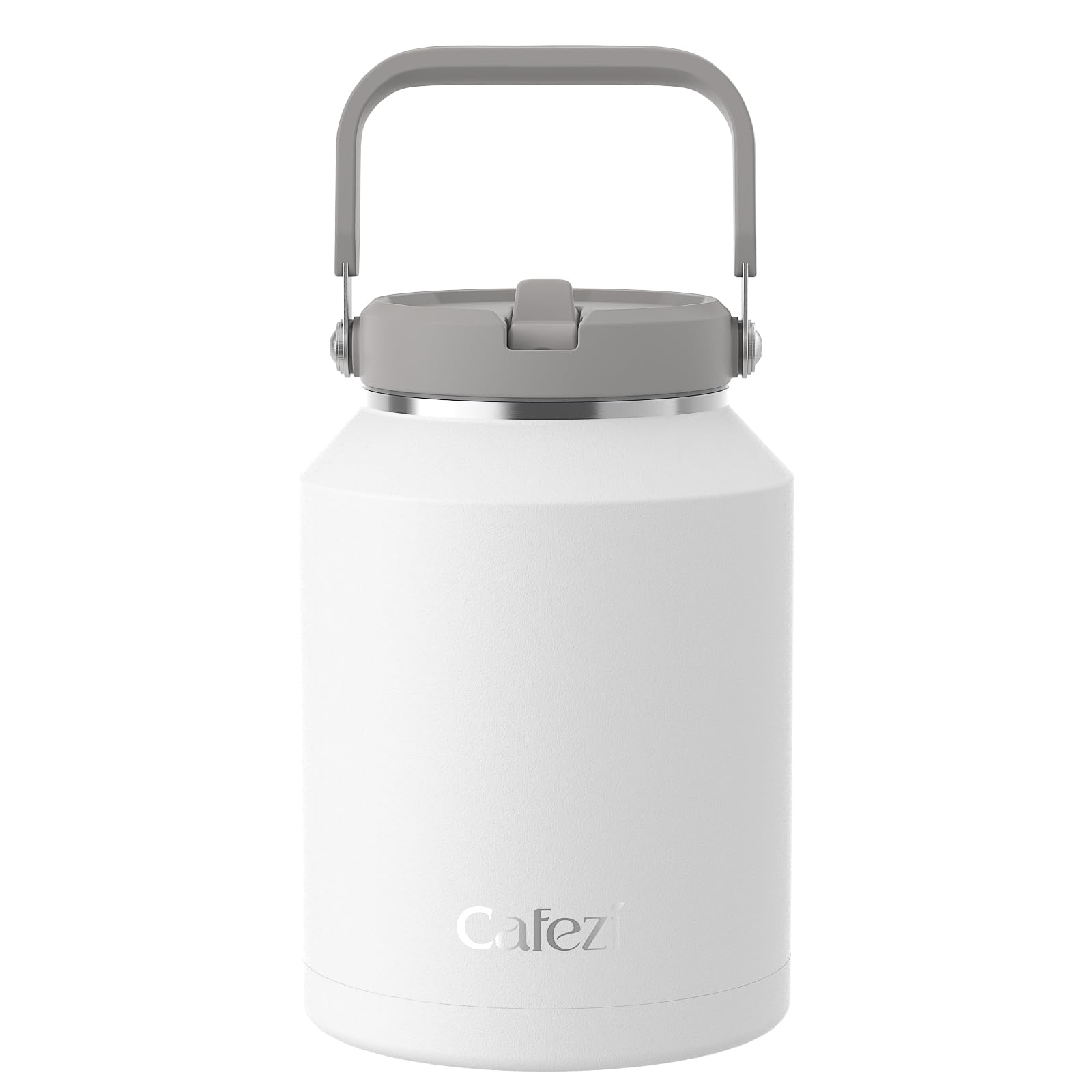 Cafezi 64 oz Insulated Water Bottle with Flip Straw, Vacuum Insulated Stainless Steel Jug with Top Handle, Leak-Proof Lid, Sweat