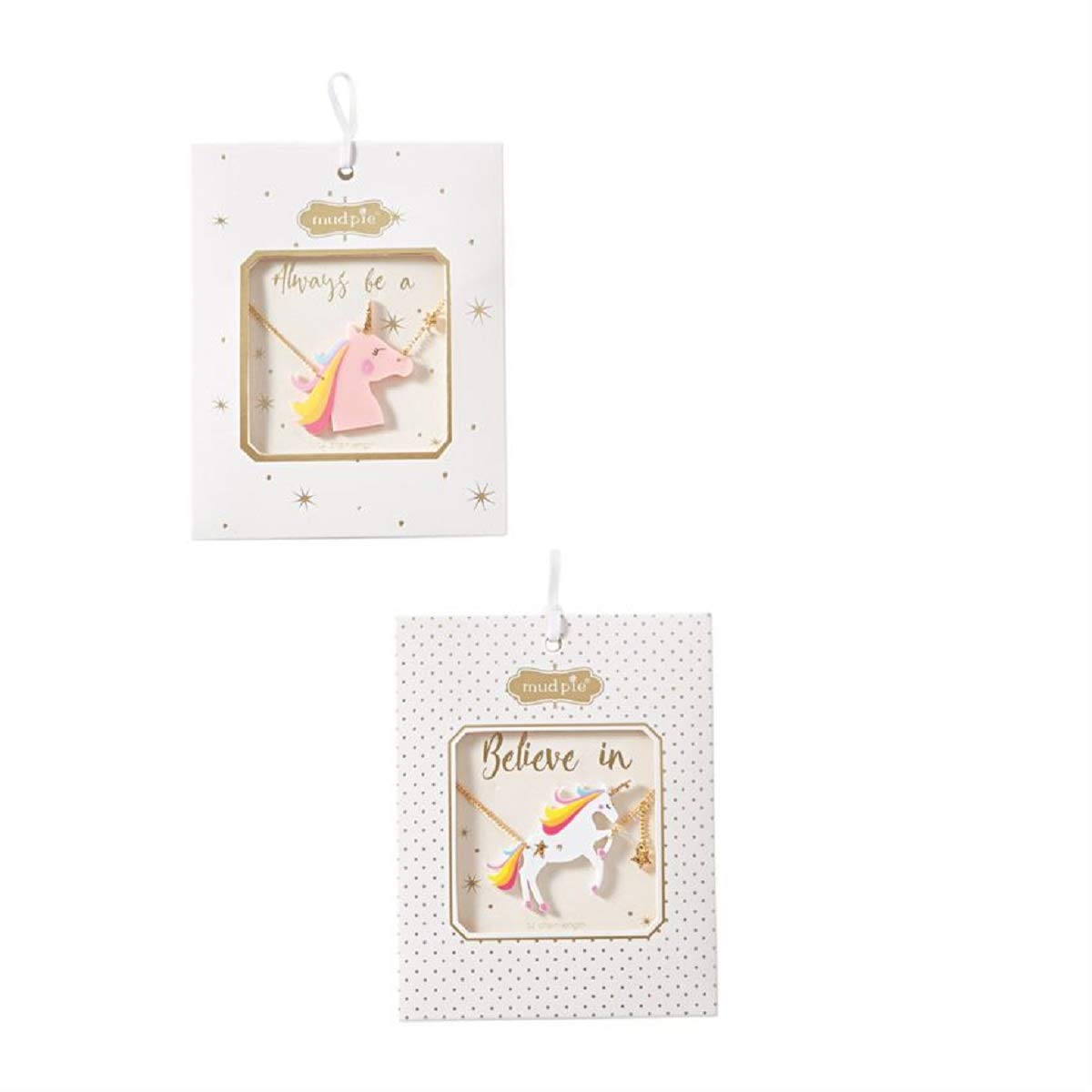 Mud Pie Unicorn Acrylic Necklaces (White)