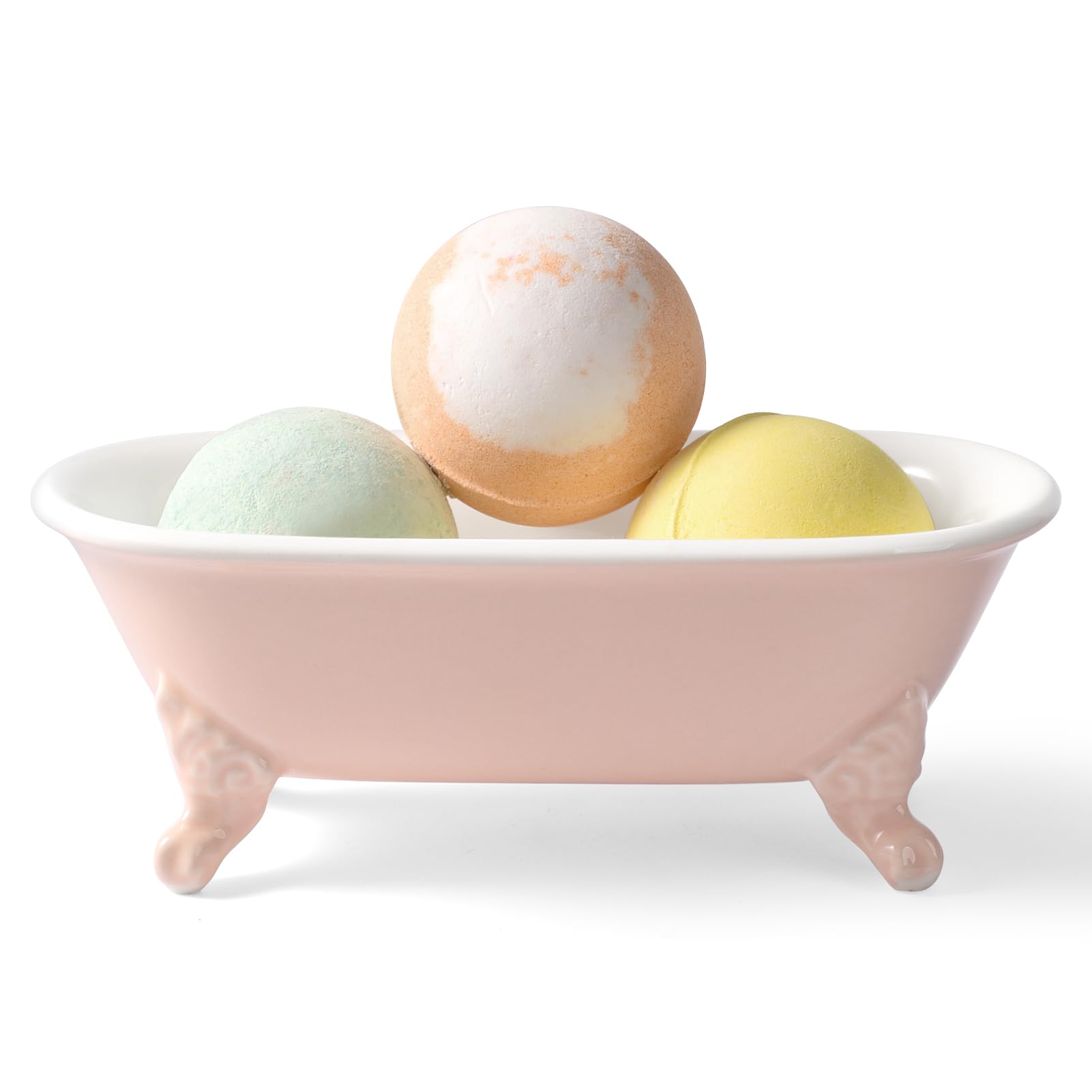 Clawfoot Bathtub Decortative Ceramic Soap Dish Holder Shower Bar Soap Tray For Bathroom Or Kitchen,1 Pack (Rose)