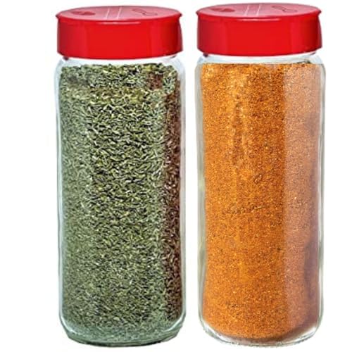 JARMING COLLECTIONS 8 oz Glass French Square Spice Jars with Shaker Lids - Elegant Design for Food Storage and Kitchen Organizat