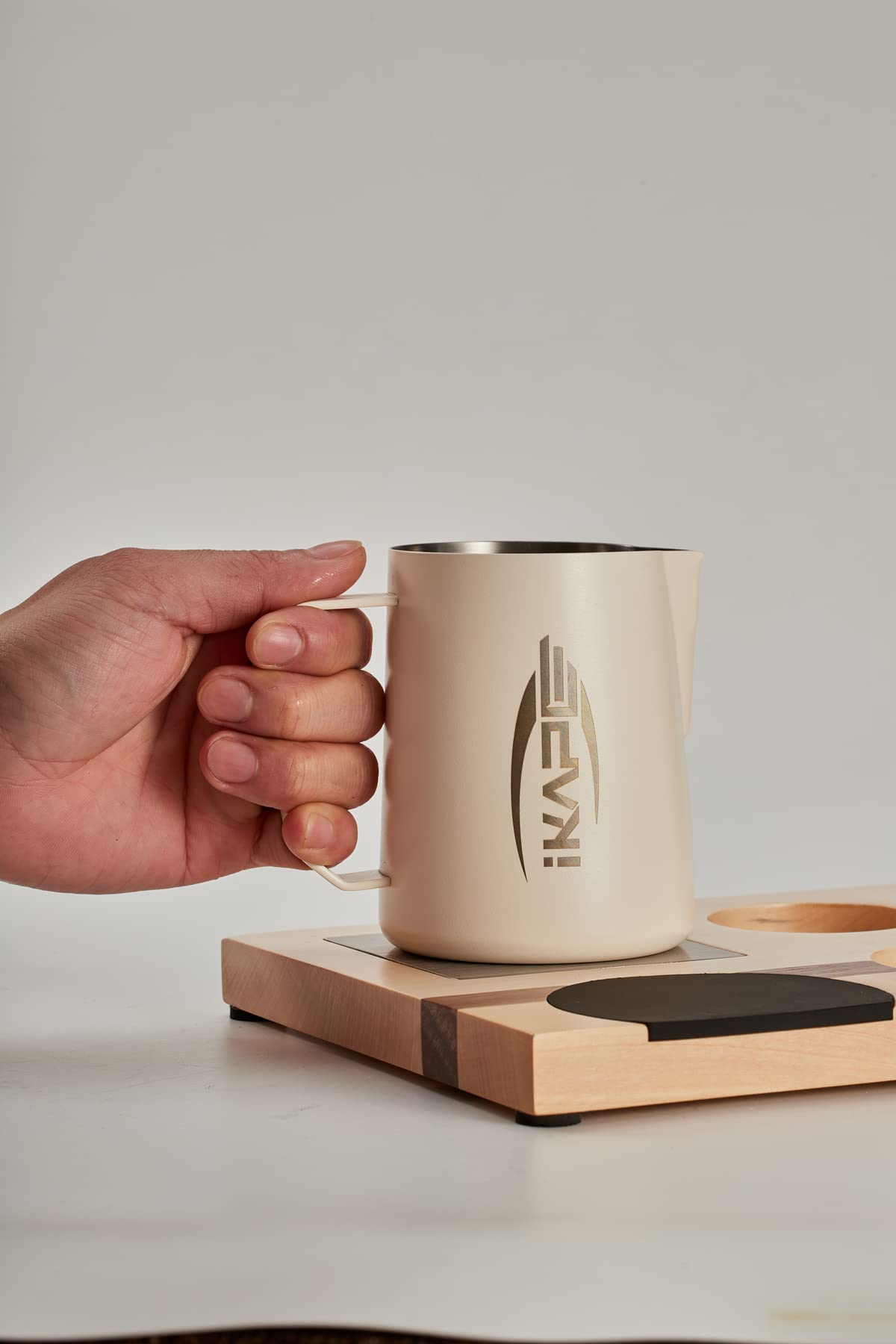 Ikape Espresso Tamper Base, Espresso Accessories Organizer Box Compatible With All Size Espresso Brand Accessories, Natural Waln