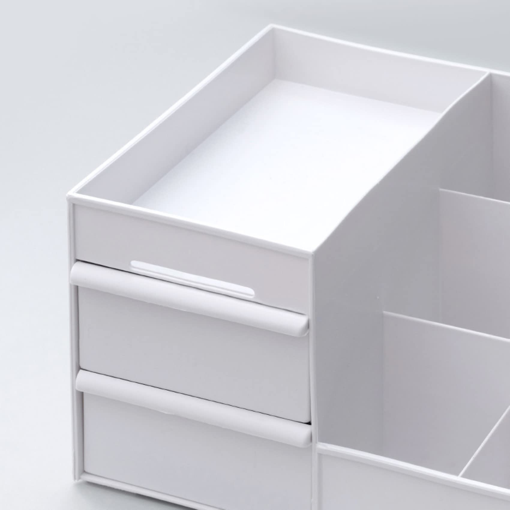 Aloxe Cosmetic Organizer Box Drawers Storage Plastic Stationary Box | Make Up Organiser For Women White
