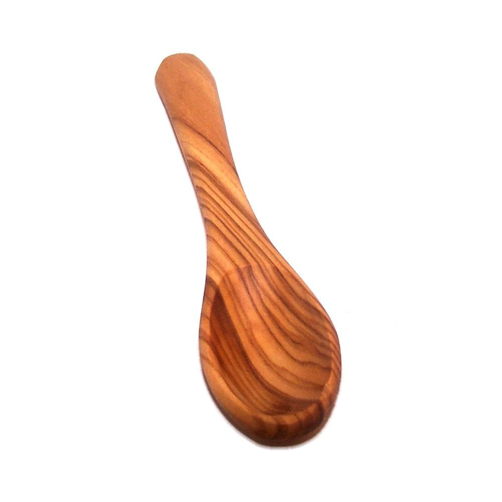 Holy Land Market Olive Wood Spice Spoon - Hand Carved Small Mustard/Salt/Pepper Spoon, 5 in, Natural Finish