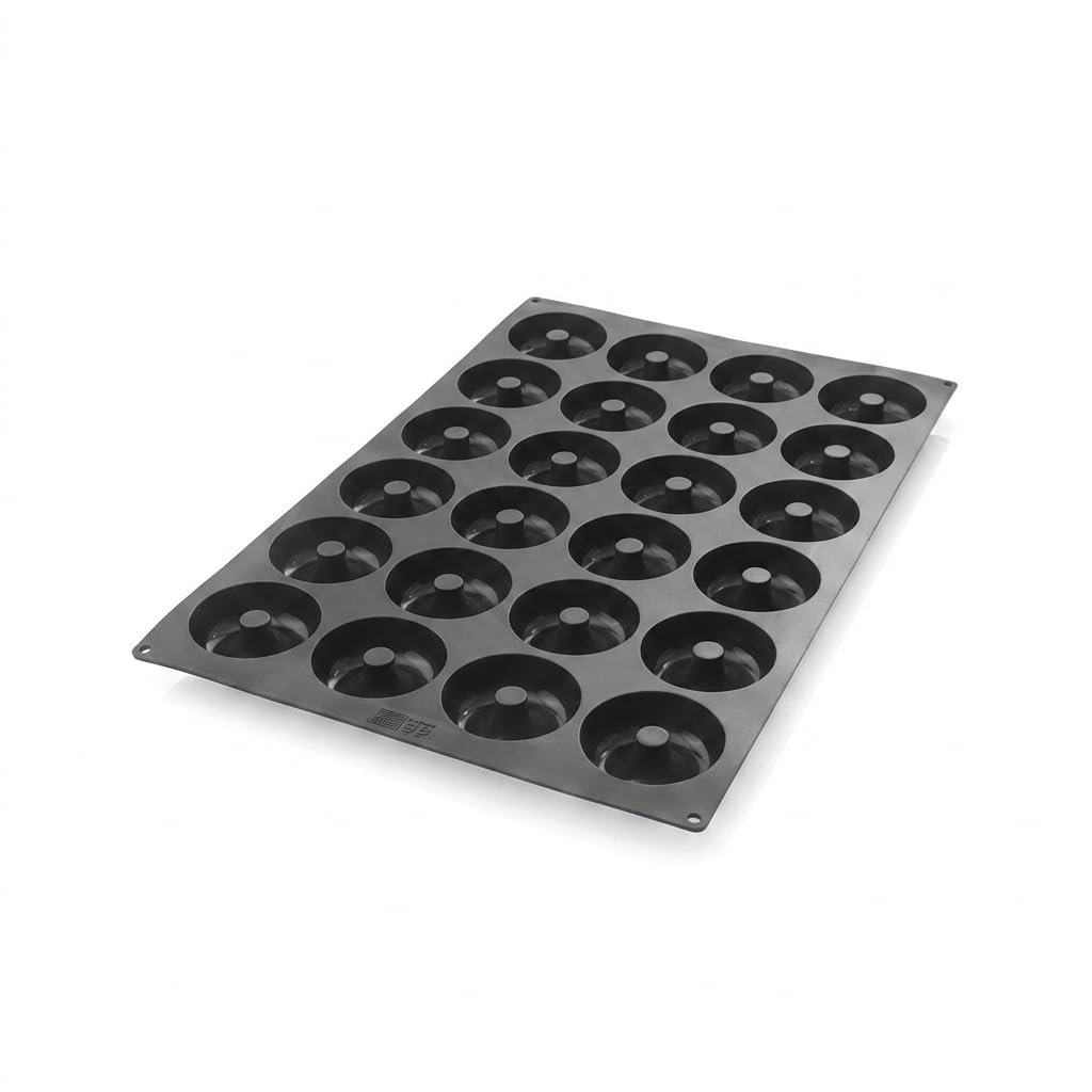 Silikomart Donut Silicone Mold 24 Cavities 3 5/16 x 3 5/16 x 1 1/8 NonStick Mold for Baked Donuts, Cakes, and Pastries