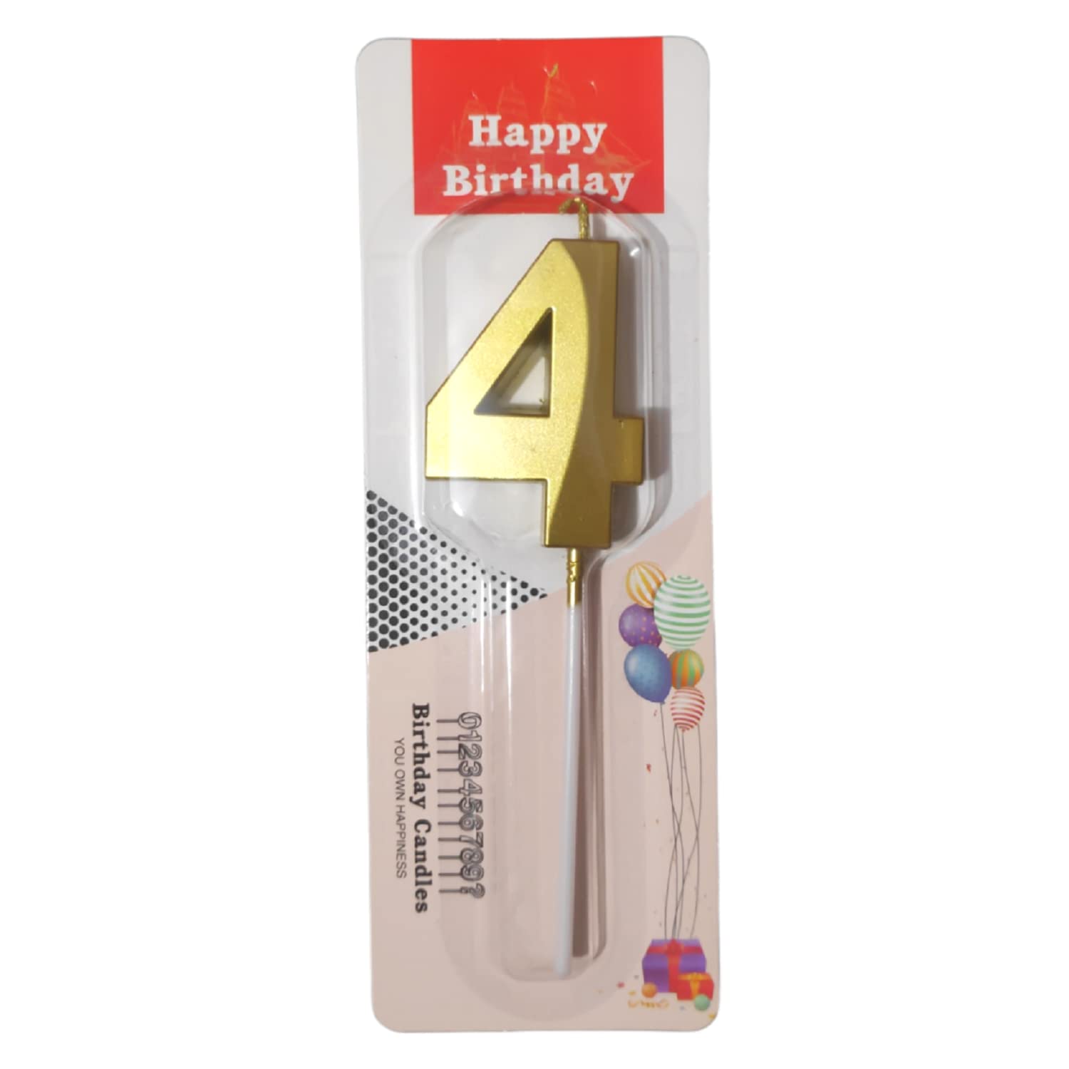 Party Decorz Number 4 Gold Candle | Four Number Candle |Number 4 Metallic Gold Candle for Birthday,Anniversary, Surprise Party C