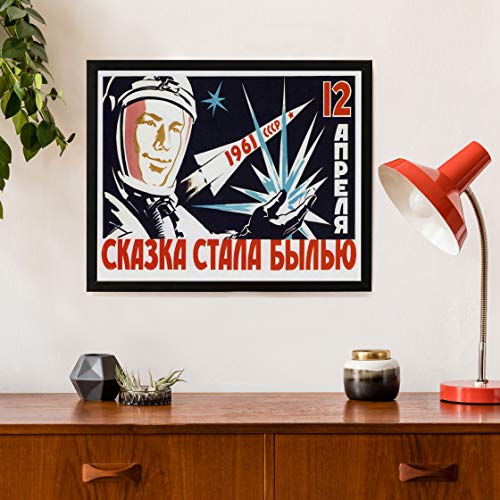 Vintage Soviet Space Poster Of Cosmonaut Yuri Gagarin Holding A Star Poster Print By John Parrotstocktrek Images (17 X 11)